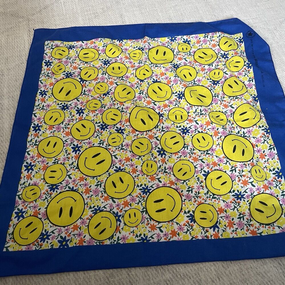 Hav A Hank Smiley Bandana Floral 1970-1980 Made In USA